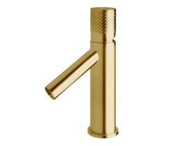 Sussex Pure Basin Mixer Tap with Diamond Textured Handle PVD Brushed Gold (6 Star)