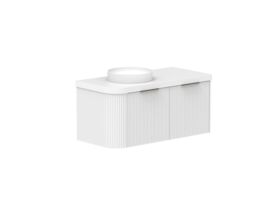 Supporting Image 2- Kado Neue Fluted Single Curve All Drawer 1050mm Wall Hung Vanity with Left Hand Basin Durasein 50mm Top Ultra White