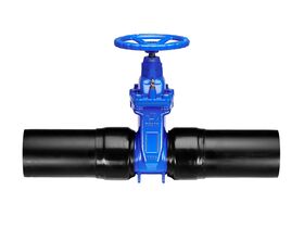Dimax Resilient Seated Gate Valve with Handwheel PN16 180mm SDR11 HDPE PE Tail 150mm Anti-Clockwise Close