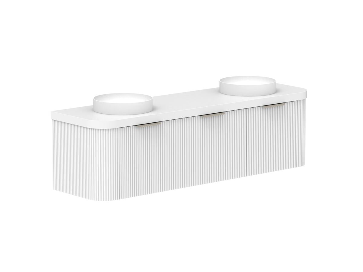 Supporting Image 2- Kado Neue Fluted Double Curve All Drawer 1800mm Wall Hung Vanity with Double Basin Durasein 50mm Top Ultra White