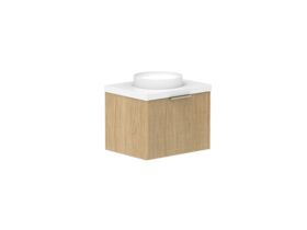 Supporting Image 2- Kado Neue Fluted Square All Drawer 600mm Wall Hung Vanity with Centre Basin 50mm Top Boston Oak