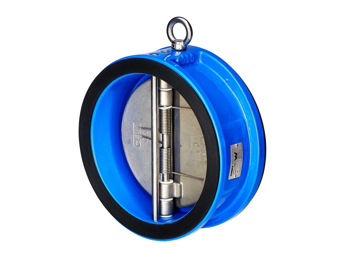 DIMAX Cast Iron Body Wafer Double Door Check Valve Full Stainless Steel 316 Trim Disc & Fasteners EPDM Gasket PN16 FBE Coated to AS/NZS 4158