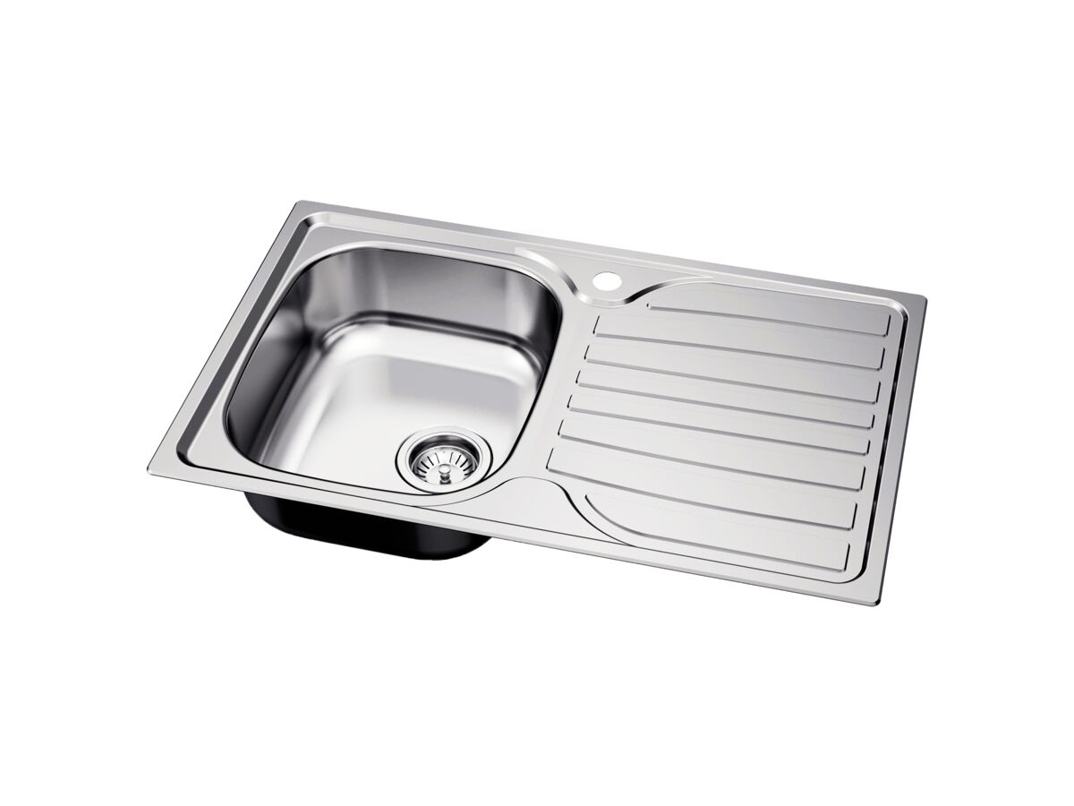 Supporting Image 2 - Posh Bristol Single Bowl Sink 1 Taphole Left Hand Bowl with Drainer Stainless Steel