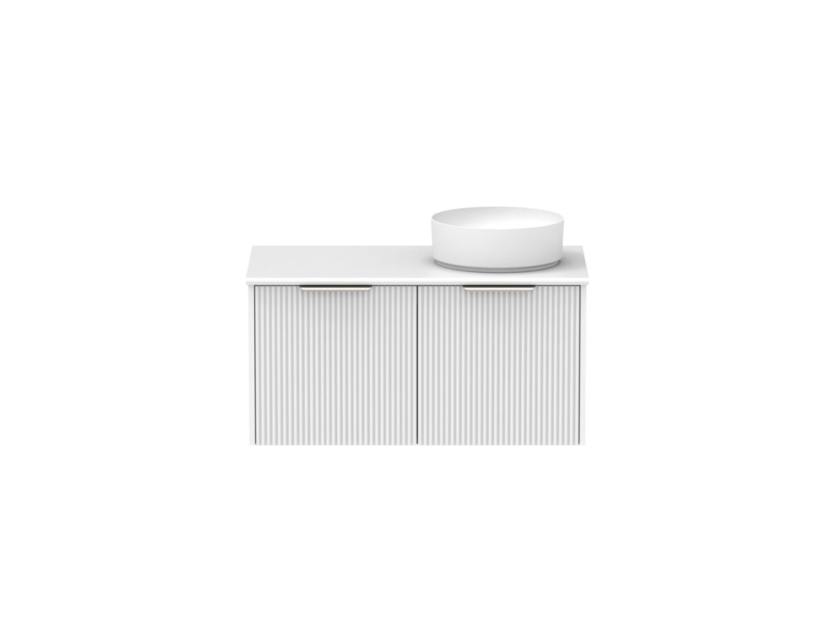Supporting Image - Kado Neue Fluted Square 900mm Wall Hung Vanity with Right Basin 20mm Top Ultra White