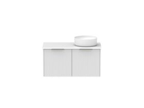 Supporting Image - Kado Neue Fluted Square 900mm Wall Hung Vanity with Right Basin 20mm Top Ultra White