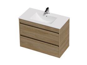 Posh Domaine Twin 900 2 Drawer Wall Hung Colour Console Top Gloss White
