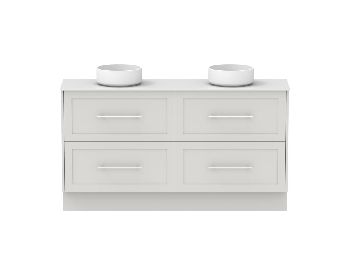 Hero - Kado Lux Ensuite All Drawer Twin 1500mm Floor Mount Double Basin 12mm Durasein Top