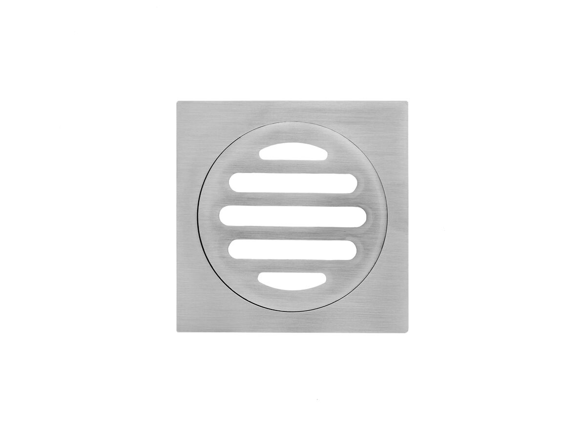 Mizu Drift Brass Trapscrew Grate Square 80mm Brushed Nickel