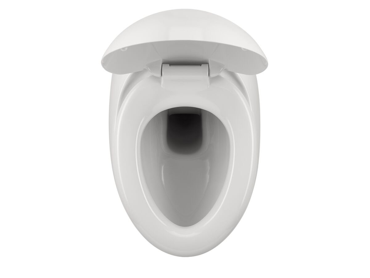 Supporting Image 4 - LAUFEN Alessi Rimless Wall Hung Pan with Soft Close Seat White (4 Star) - Top with Seat Open
