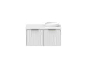 Supporting Image - Kado Neue Fluted Square 900mm Wall Hung Vanity with Right Basin 50mm Top Ultra White