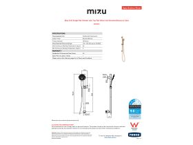 Specification Sheet - Mizu Drift Single Rail Shower with Top Rail Water Inlet Brushed Bronze (3 Star)