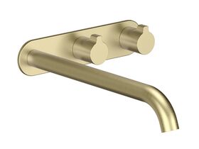 Supporting Image - Faucet Strommen Vara Fin Wall Basin / Bath Hostess Tap System Right Hand 250mm Trimset Brushed Admiralty Brass (6 Star) Lead Free