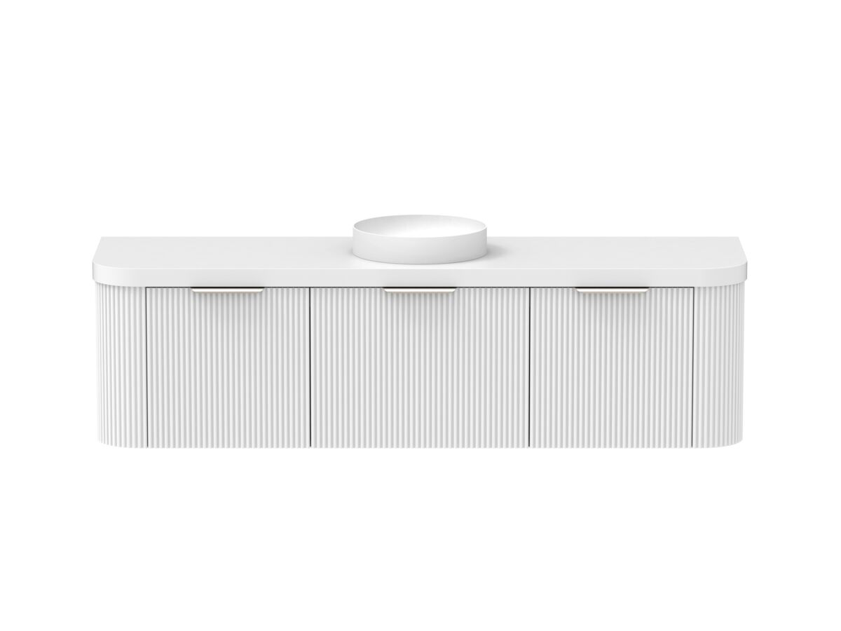 Supporting Image - Kado Neue Fluted Double Curve All Drawer 1800mm Wall Hung Vanity with Centre Basin Durasein 50mm Top Ultra White
