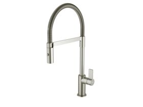 Supporting Image - Nobili Flag Gooseneck Pull Down Sink Mixer Tap Inox 316 Stainless Steel (4 Star)