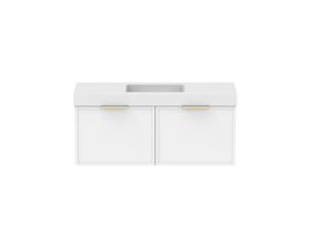 Supporting Image - Kado Lux Slim All Drawer 1200mm Wall Hung Vanity with Centre Basin 90mm Top Matte White
