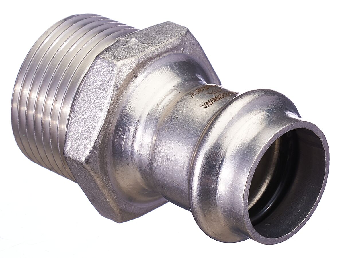 >B< Press Stainless Steel Male Straight Connector 22mm x 1"