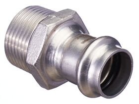 >B< Press Stainless Steel Male Straight Connector 22mm x 1"