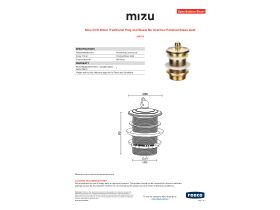 Specification Sheet - Mizu Drift 40mm Plug & Waste with No Overflow Polished Brass Gold