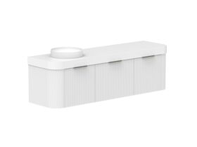 Supporting Image 2- Kado Neue Fluted Double Curve All Drawer 1800mm Wall Hung Vanity with Left Hand Basin Durasein 90mm Top Ultra White