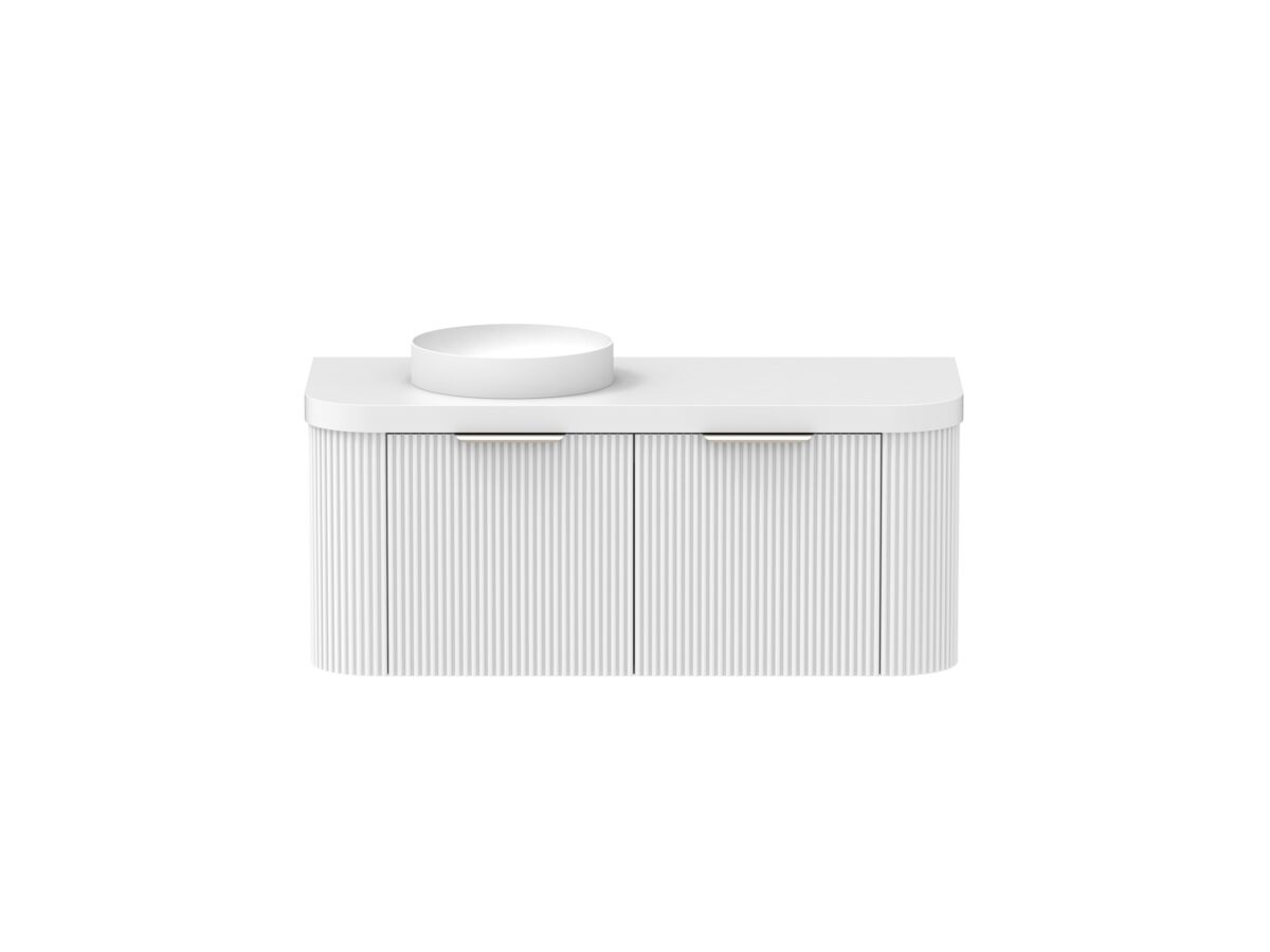 Supporting Image - Kado Neue Fluted Double Curve All Drawer 1200mm Wall Hung Vanity with Left Hand Basin Durasein 50mm Top Ultra White