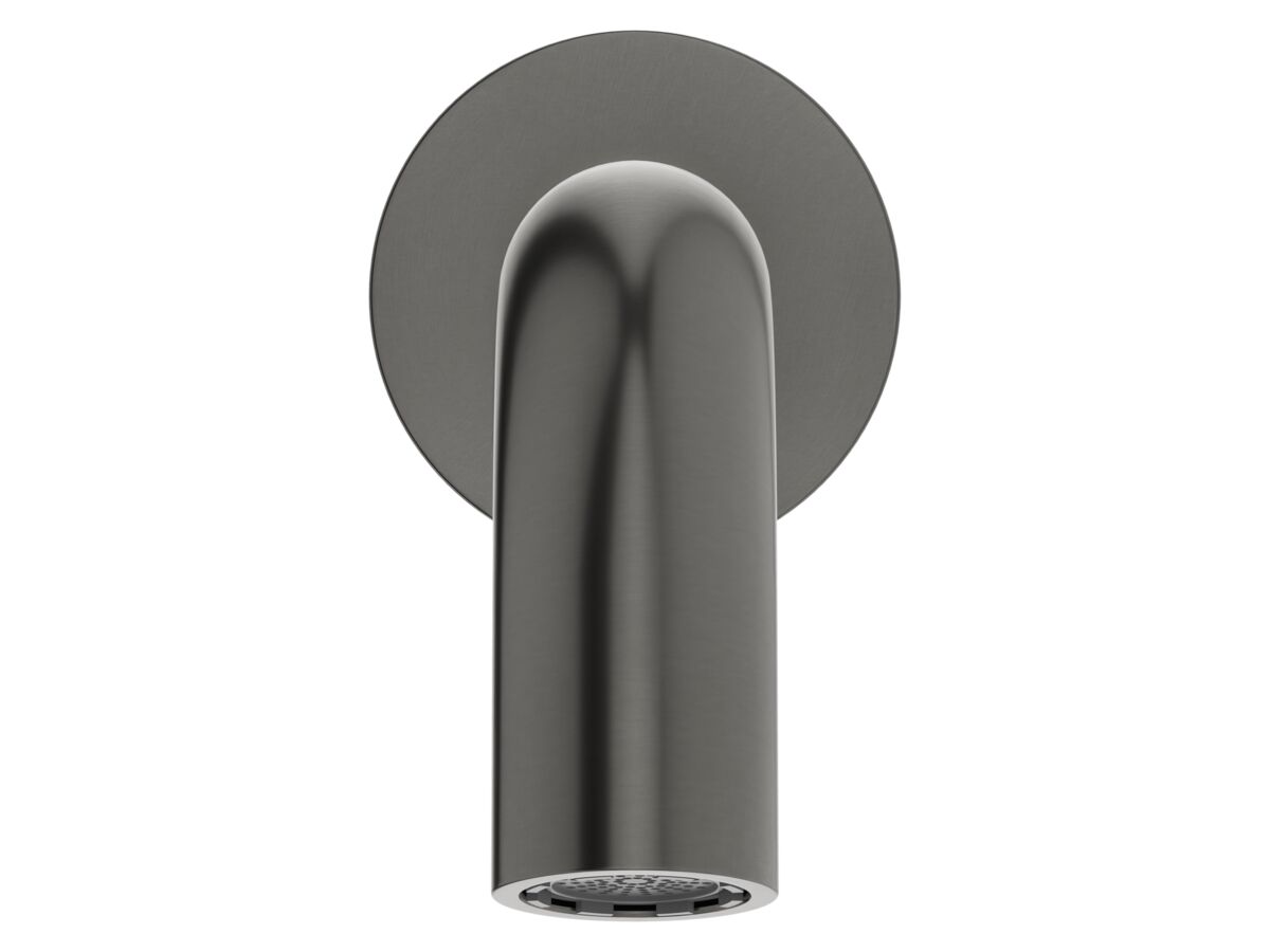 Supporting Image 2 - Mizu Drift Wall Basin/Bath Outlet Curve Spout 300mm Brushed Gunmetal (6 Star) Lead Free - Front