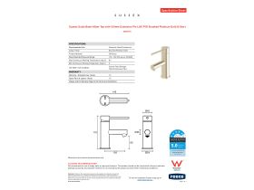 Specification Sheet - Sussex Scala Basin Mixer Tap with 100mm Extension Pin LUX PVD Brushed Platinum Gold (6 Star)