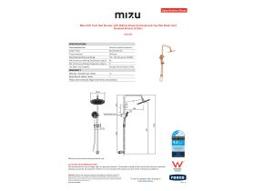 Specification Sheet - Mizu Drift Twin Rail Shower with 300mm Brass Overhead and Top Rail Water Inlet Brushed Bronze (3 Star)