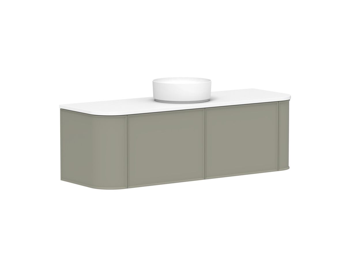 Supporting Image - Kado Era Double Curve All Drawer 1500mm Wall Hung Vanity with Centre Basin 20mm Top Wolfram Green