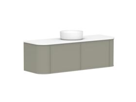 Supporting Image - Kado Era Double Curve All Drawer 1500mm Wall Hung Vanity with Centre Basin 20mm Top Wolfram Green