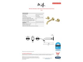 Specification Sheet - Milli Etch Wall Basin / Bath Tap Set 200mm Brushed Gold (6 Star)