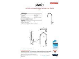 Specification Sheet - Posh Bristol Pin Gooseneck Sink Mixer Tap Chrome (4 Star) Lead Free