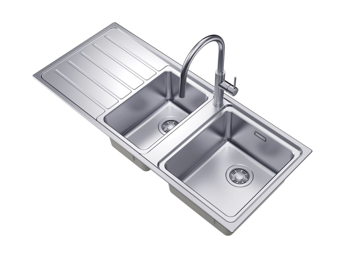 Supporting Image - Memo Oscar Inset Right Hand 1 & 1/2 Bowl & Drainer Sink Overflow 1 Taphole