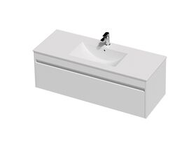 Posh Domaine Single 1200 1 Drawer Wall Hung White Console Top Gloss White