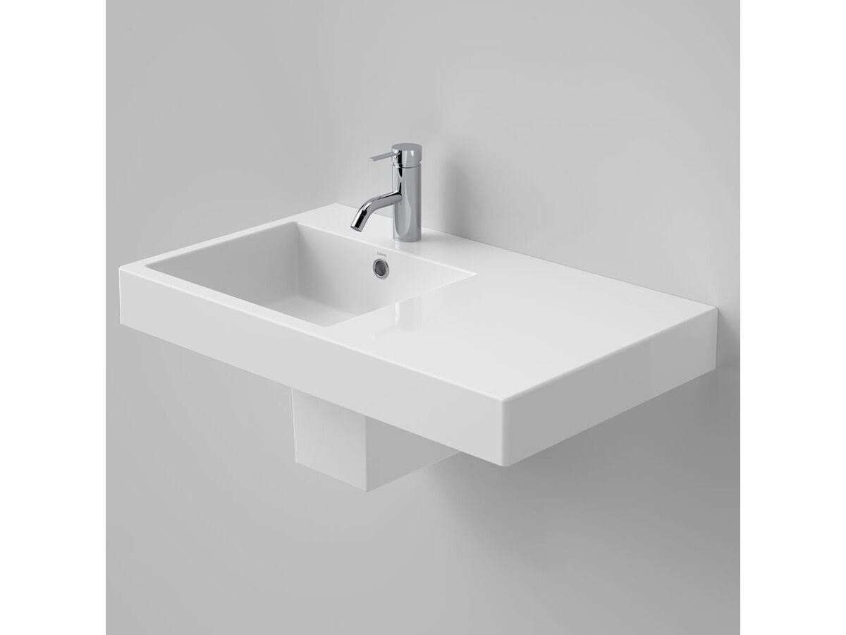 Caroma Liano Nexus Wall Basin Right Hand Shelf with Overflow 1 Taphole 750mm White