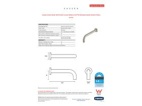 Specification Sheet - Sussex Scala 25mm Wall Outlet Curved 200mm LUX PVD Brushed Oyster Nickel (6 Star)
