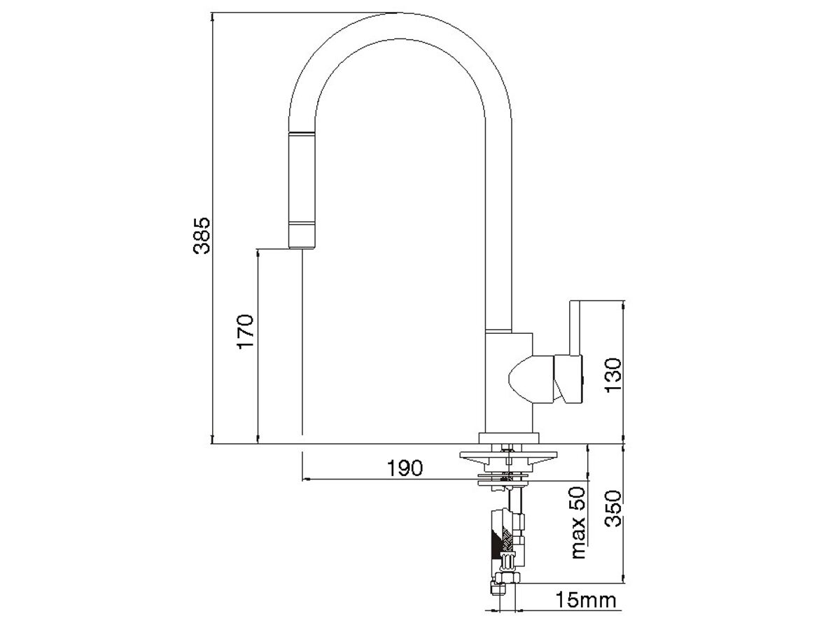 Nobili Oz T7 Gooseneck Pull Out Sink Mixer Chrome (4 Star)