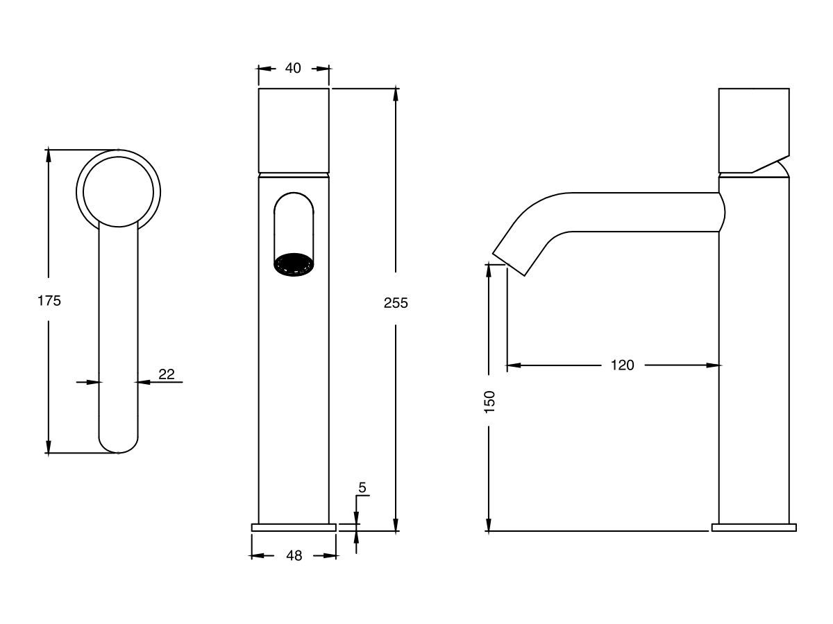 Sussex Pure Medium Height Basin Mixer Tap Curved Spout (5 Star)