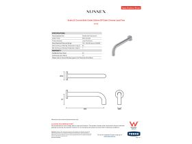 Specification Sheet - Scala 25 Curved Bath Outlet 250mm EP Satin Chrome Lead Free