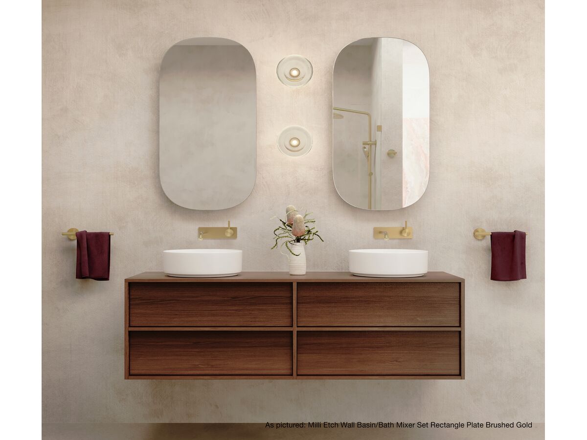 In Situ - Vanity Scene - Timber Top - Brushed Brass