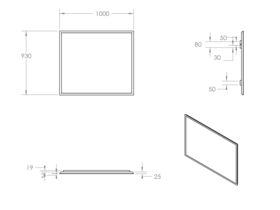 ISSY Z8 Mirror 1000mm (Wide) x 50mm (Deep) x 930mm (Height)