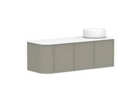 Supporting Image - Kado Era Single Curve All Door 1350mm Wall Hung Vanity with Right Hand Basin 20mm Top Wolfram Green