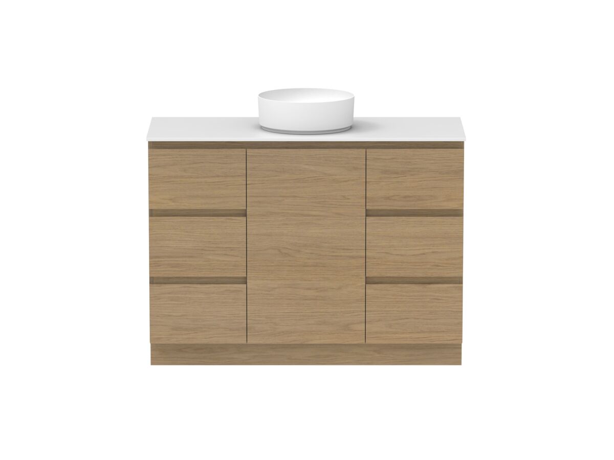 Supporting Image - Posh Domaine Plus Hamper 1200 Floor Mounted Centre Bowl 12mm Durasein Top