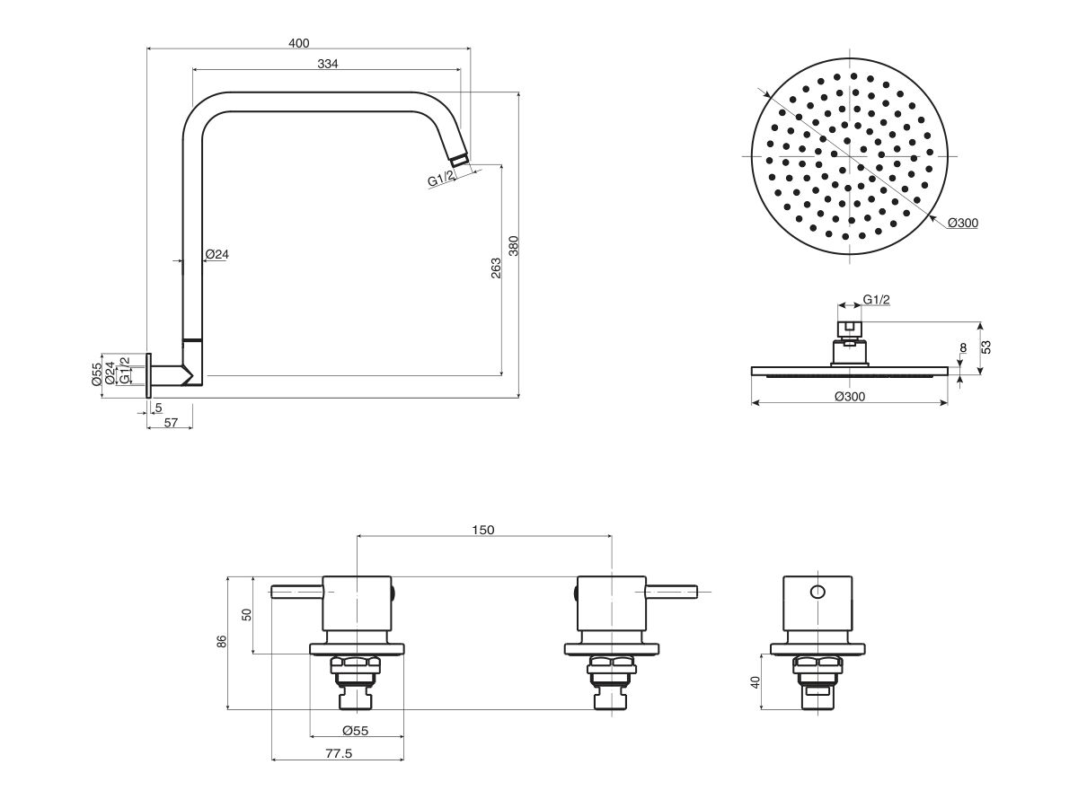 Mizu Drift Gooseneck Shower Set 300mm Chrome (3 Star)
