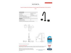 Specification Sheet - Sussex Pure Basin Set with Diamond Textured Handles PVD Matte Black (5 Star) Lead Free