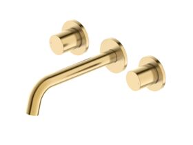 Hero - Mizu Drift Dial Wall Basin / Bath Tap Set Brushed Brass (6 Star) Lead Free