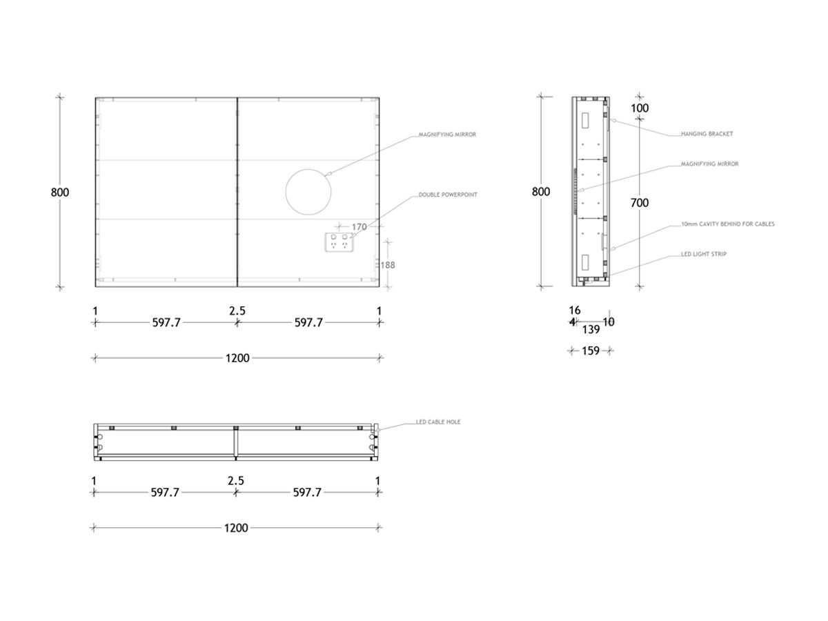 Posh Domaine Plus Shaving Cabinet Graph Int LED 1200x800 2 Door