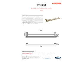 Specification Sheet - Mizu Drift Double Towel Rail 700mm Brushed Gold