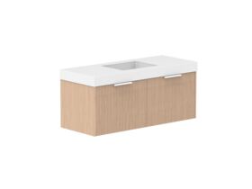 Supporting Image 2- Kado Neue Fluted Square All Drawer 1200mm Wall Hung Vanity with Centre Basin 90mm Top Blonde Oak