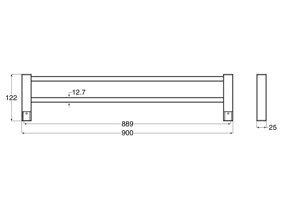 Mizu Bloc MK2 Double Towel Rail 900mm Chrome
