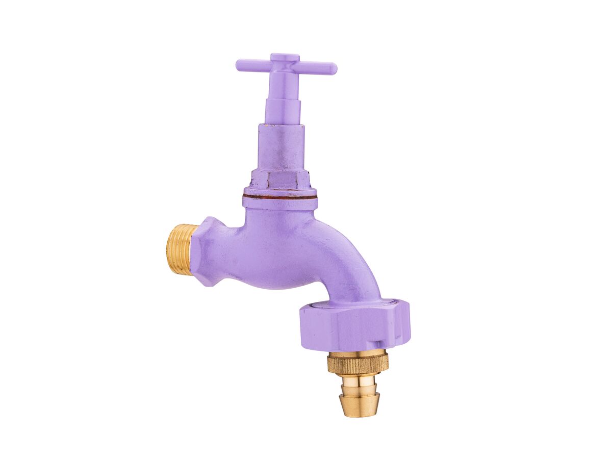 Supporting Image - Dura Bib Hose Vandal Proof Lilac with Hose Adaptor 15mm Lead Free